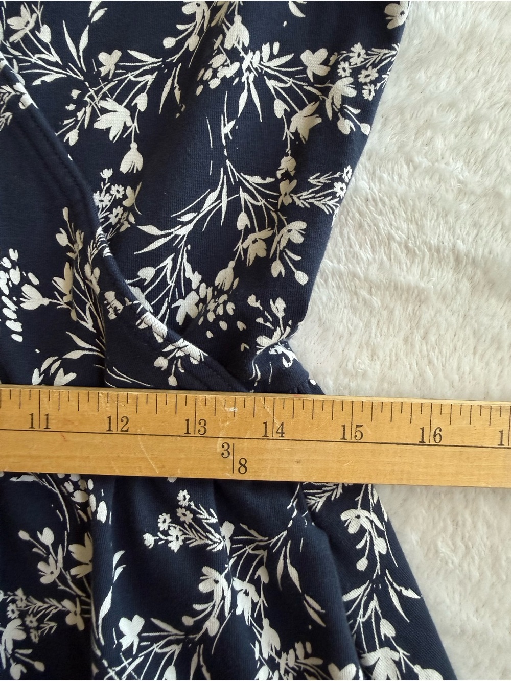 PACT Organic Cotton Navy Floral Faux Wrap Fit & Flare Dress Women’s Medium - Picture 4 of 9
